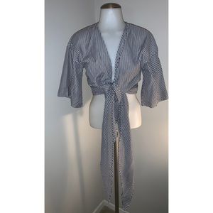 Versatile Striped Wrap Around Top